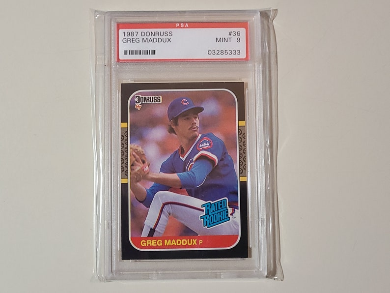 1987 Donruss Greg Maddux RC Rookie Baseball Card graded PSA 9 Mint image 1