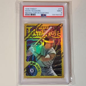 Mark McGwire 1996 Topps Finest Gold Refractor Baseball Card graded PSA 9 Mint image 1