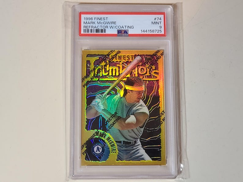 Mark McGwire 1996 Topps Finest Gold Refractor Baseball Card graded PSA 9 Mint image 1