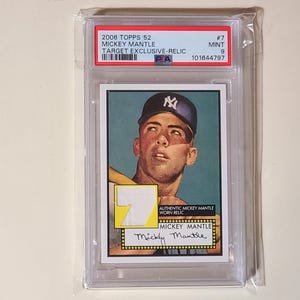 Mickey Mantle 2006 Topps 1952 Relic Jersey Memorabilia Baseball Card graded PSA 9 Mint