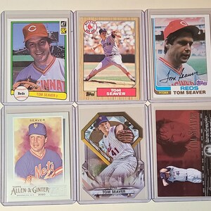 Tom Seaver 6 Baseball Card lot Donruss, Topps, Allen & Ginter