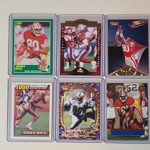 Jerry Rice 6 Football Card Lot Score, Upper Deck, Pinnacle, Topps