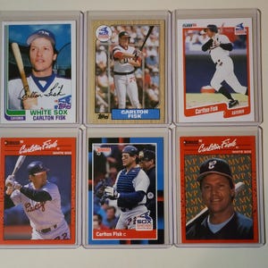 Carlton Fisk 6 Baseball Card lot Topps, Fleer, Donruss