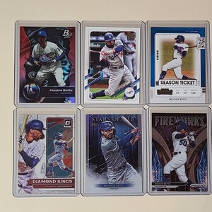Mookie Betts 6 Baseball Card lot Bowman, Topps, Panini Contenders, Prizm