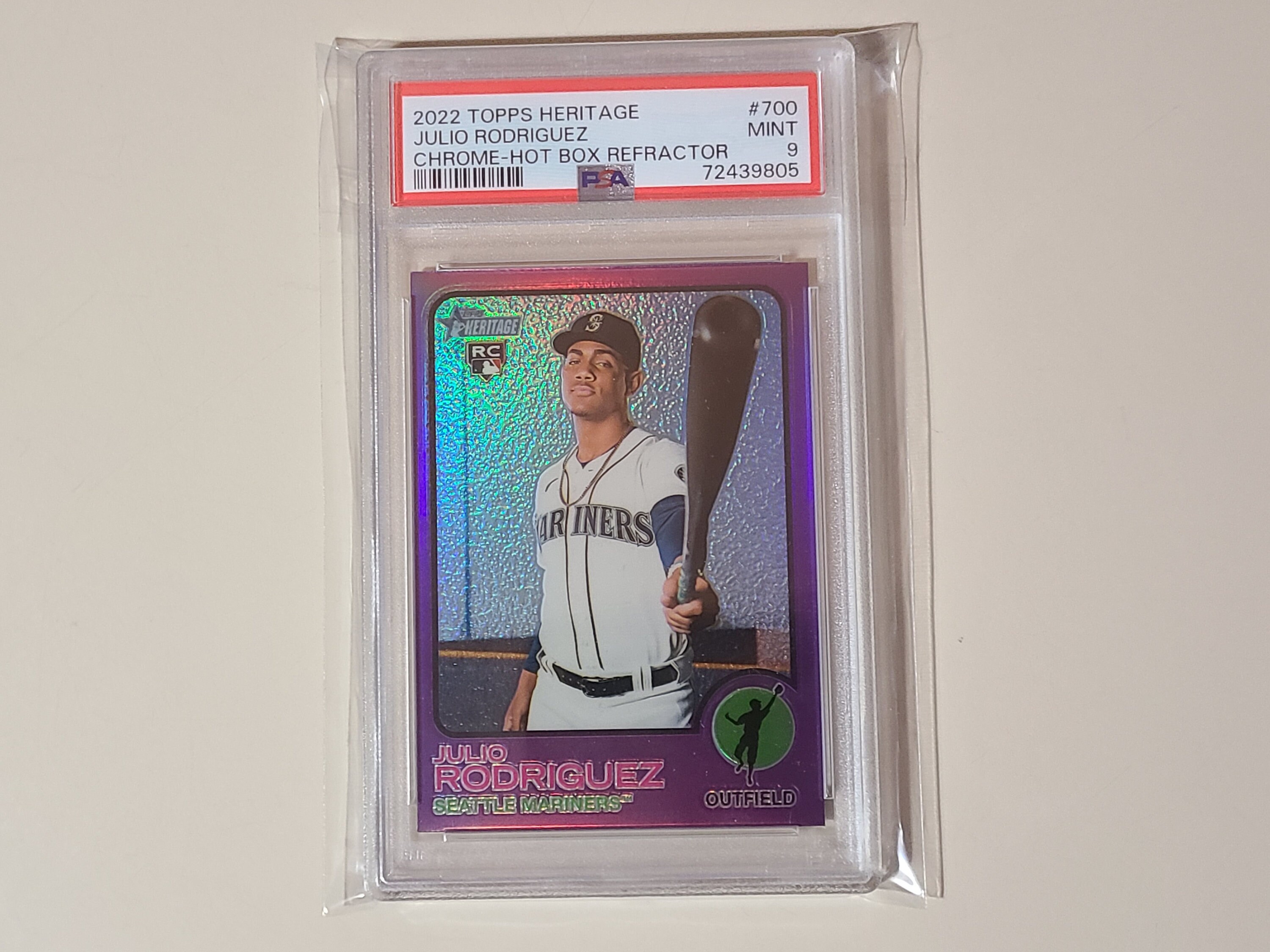 Julio Rodriguez 2022 Topps Heritage Chrome Purple Refractor Hot 