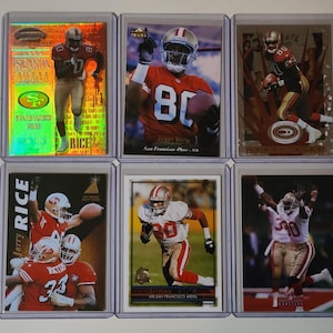 Jerry Rice 6 Football Card Lot Playoff Contenders, Upper Deck, Donruss, Topps