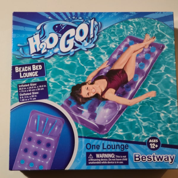 H2O Go! inflatable Adult Beach Bed Lounge (Purple) by Bestway for ages 12+ (Brand New Sealed