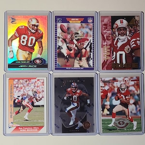 Jerry Rice 6 Football Card Lot Pacific Prism, Pro Set, Pinnacle Certified, Donruss