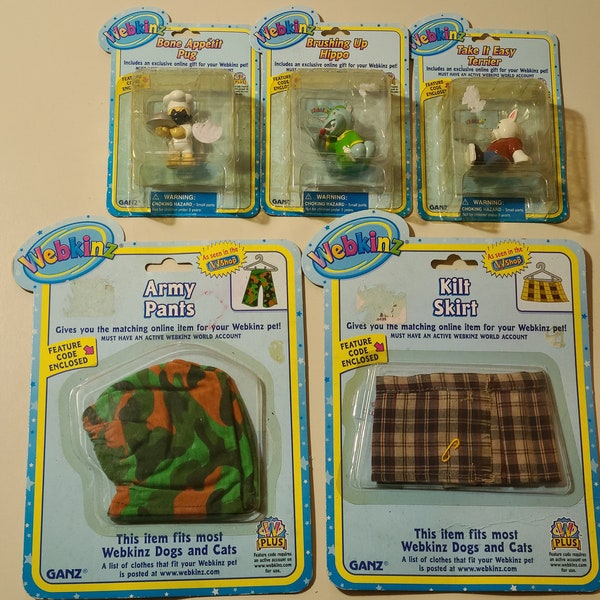 Pick a Webkinz Figure, Kilt Skirt or Army Pants (All Brand New and Sealed with Code)