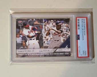 Ronald Acuna Jr./Hank Aaron 2018 Topps Now Baseball Card graded PSA 9 Mint