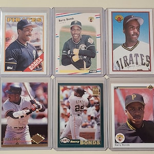 Barry Bonds 6 Baseball Card lot 1988 Topps, Fleer, Bowman, Upper Deck