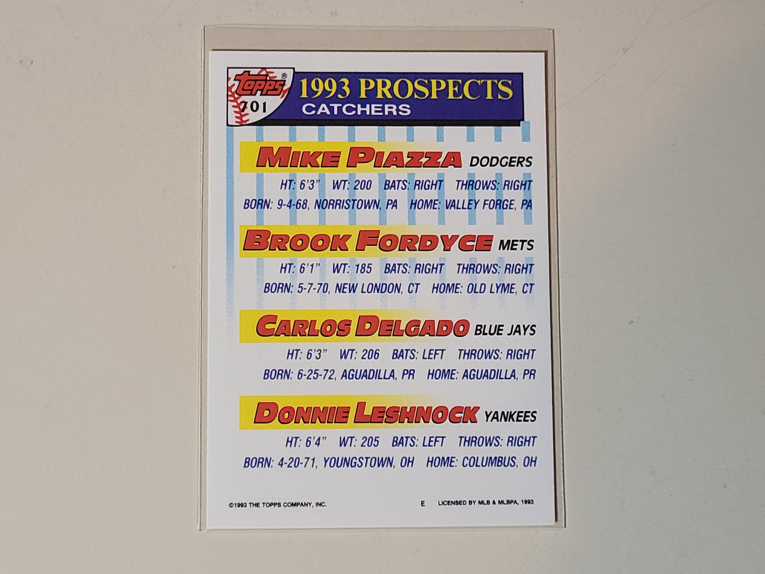 Mike Piazza Carlos Delgado 1993 Topps Gold Baseball Card - Etsy