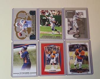 Peyton Manning 6 Football Card Lot Crown Royale, Topps, Fleer, Colts, Broncos
