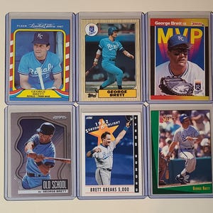 George Brett 6 Baseball Card lot Fleer, Topps, Donruss, Panini Prizm, Score