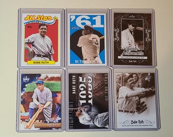Babe Ruth 6 Baseball Card lot Topps, Diamond Kings, Leaf, Inserts