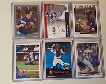 Joe Mauer 6 Baseball Card lot Topps Chrome, Upper Deck USA, Bowman