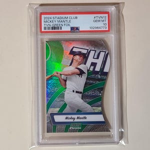 Mickey Mantle 2024 Topps Stadium Club TVN Green Foil #ed /50 Baseball Card graded PSA 10 Gem Mint