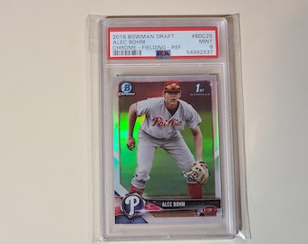 Alec Bohm 2018 Bowman Chrome Refractor 1st Prospect Rookie Baseball Card graded PSA 9 Mint