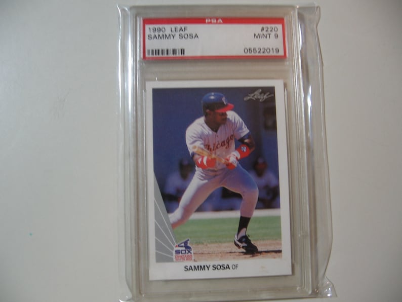 1990 Leaf Sammy Sosa RC Rookie Baseball Card graded PSA 9 Mint