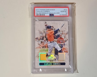 Carlos Correa 2017 Diamond Kings Materials Holo Silver Dual Relic Baseball Card #ed /49 PSA 10 Gem Mint
