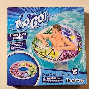H2O Go! inflatable Adult Stained Glass Style Swim Ring Tube Float by Bestway for ages 12+ (Brand New Sealed
