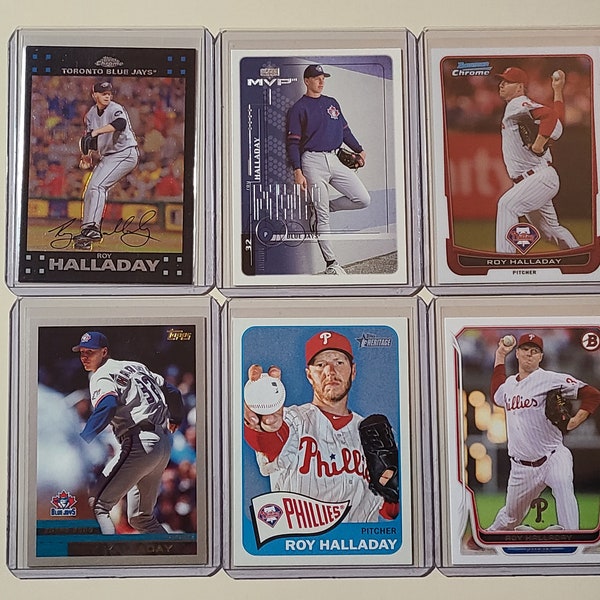 Roy Halladay 6 Baseball Card lot Topps Chrome, Bowman Chrome, Upper Deck