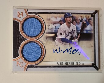 Whit Merrifield 2018 Topps Museum Collection Dual Relic Jersey Autograph AUTO Baseball Card #ed /50