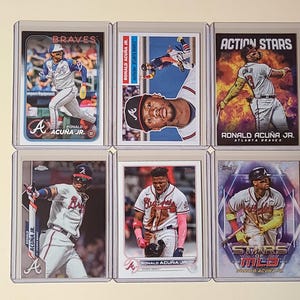 Ronald Acuna Jr. 6 Baseball Card lot Topps Chrome, Archives, Inserts