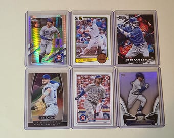 Kris Bryant 6 Baseball Card lot Topps Chrome Prism Refractor, Donruss, Bowman