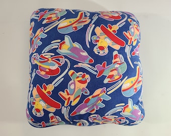 12 x 12 inch plush stuffed Airplanes pillow, good condition