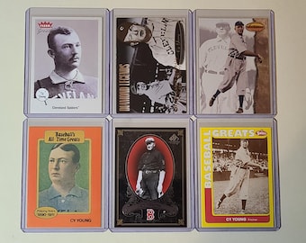 Cy Young 6 Baseball Card lot Fleer, Upper Deck, Swell