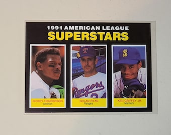 1991 AL Superstars Rickey Henderson/Nolan Ryan/Ken Griffey Jr. (Broder/Promo Card) Baseball Card