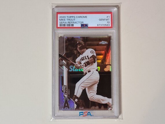 Mike Trout 2020 Topps Chrome Sepia Refractor Baseball Card graded PSA 10  Gem Mint