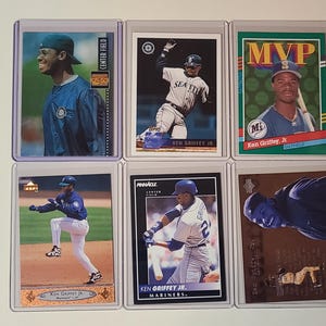 Ken Griffey Jr. 6 Baseball Card lot Sportflics, Topps, Upper Deck, Pinnacle