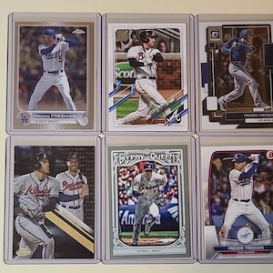 Freddie Freeman 6 Baseball Card lot Topps Chrome, Donruss Optic, Gypsy Queen, Bowman