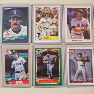 Wade Boggs 6 Baseball Card lot Donruss, Topps, Leaf, Fleer Stickers