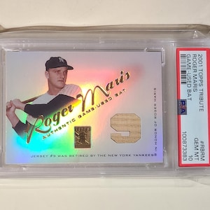 Roger Maris 2001 Topps Tribute Game Used Bat Relic Baseball Card graded PSA 10 Gem Mint