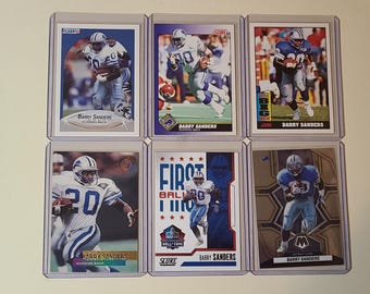 Barry Sanders 6 Football Card Lot Fleer, Score, Topps Stadium Club, Panini Mosaic