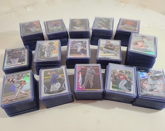 500 + Baseball Card Lot of Inserts, Refractors, #ed, Rookies all penny sleeved and freshly top loaded