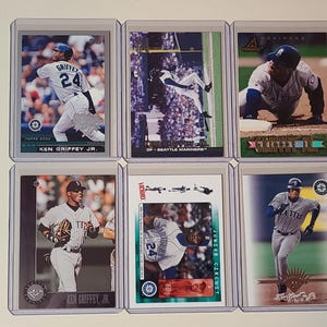 Ken Griffey Jr. 6 Baseball Card lot Topps Opening Day, Pacific, Leaf