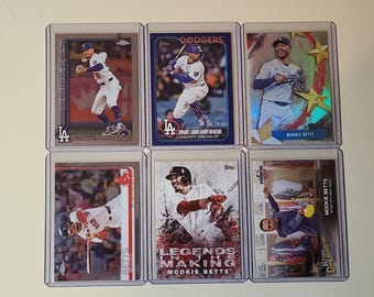 Mookie Betts 6 Baseball Card lot Topps Chrome, Inserts, Red Sox, Dodgers