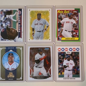 David Ortiz 6 Baseball Card lot Fleer, Upper Deck, Diamond Kings, Bowman Chrome, Topps