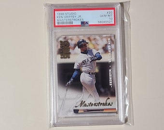 Ken Griffey Jr. 1998 Donruss Studio Masterstrokes Insert Baseball Card graded PSA 10 Gem Mint serial numbered #ed 0716/1000