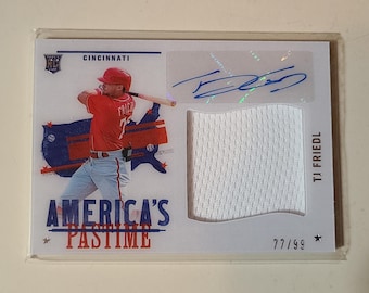 TJ Friedl 2022 Panini Chronicles America's Pastime RC Rookie Jersey Relic Autograph Baseball Card #ed /99