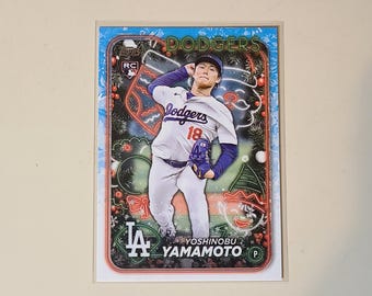 Yoshinobu Yamamoto 2024 Topps Holiday RC Rookie Baseball Card