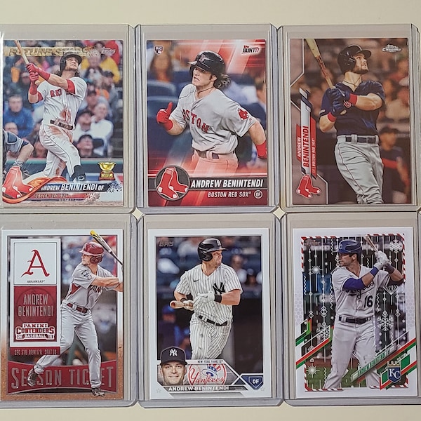 Andrew Benintendi 6 Baseball Card lot with 2017 Topps Bunt Rookie, Rookie Cup Future Stars, Topps Chrome