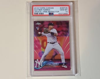 Gleyber Torres 2020 Topps Chrome Update Pink Refractor RC Rookie Baseball Card graded PSA 10 Gem Mint