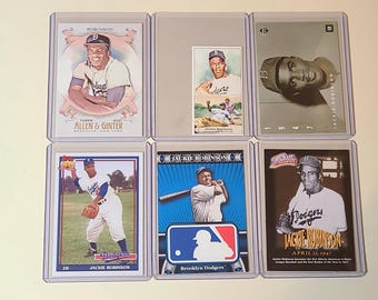 Jackie Robinson 6 Baseball Card lot Allen & Ginter, Upper Deck, Topps