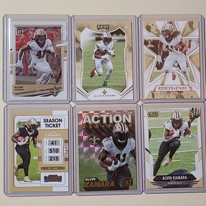 Alvin Kamara 6 Football Card Lot Donruss Optic, Panini Playoff, Contenders, Score