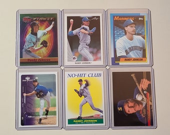 Randy Johnson 6 Baseball Card lot Topps Finest, Score, Upper Deck, Leaf, Stadium Club